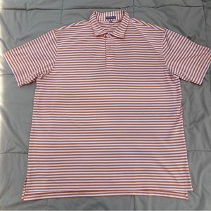 Peter Millar Summer Comfort Short Sleeve Polo 2XL Orange White Striped Stretch
